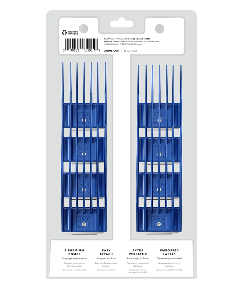 Andis 8-Piece Universal Attachment Comb Set (Plastic)
