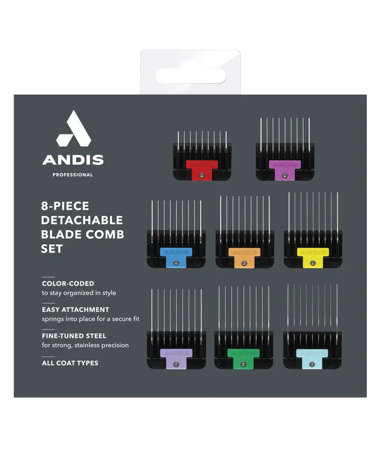 Andis Universal Stainless Steel Combs 8-Piece Set (Steel)