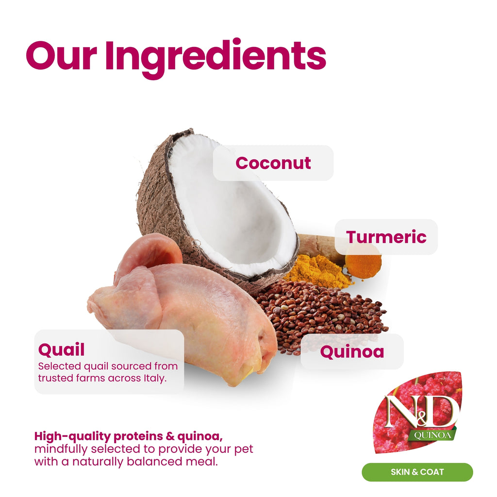 N&D Quinoa Dental Care Functional Treats Grain-Free Skin & Coat Quail with Quinoa, Coconut and Turmeric Adult Medium & Maxi 100gm