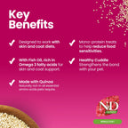 N&D Quinoa Dental Care Functional Treats Grain-Free Skin & Coat Duck with Quinoa, Coconut and Turmeric Adult Mini 60gm