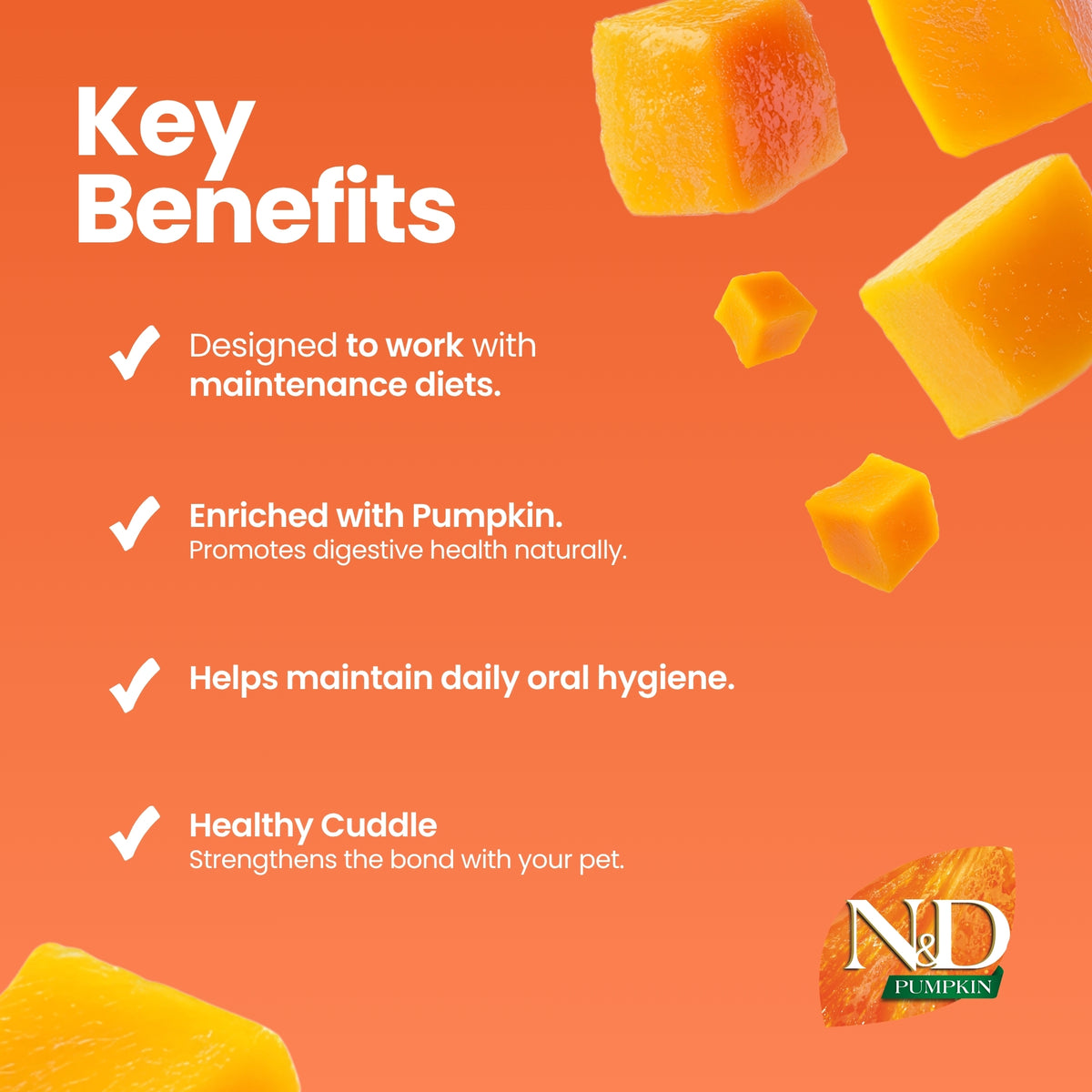 N&D Pumpkin Dental Care Tasty Treats Grain-Free Chicken, Pumpkin & Pomegranate Adult Mini 60gm