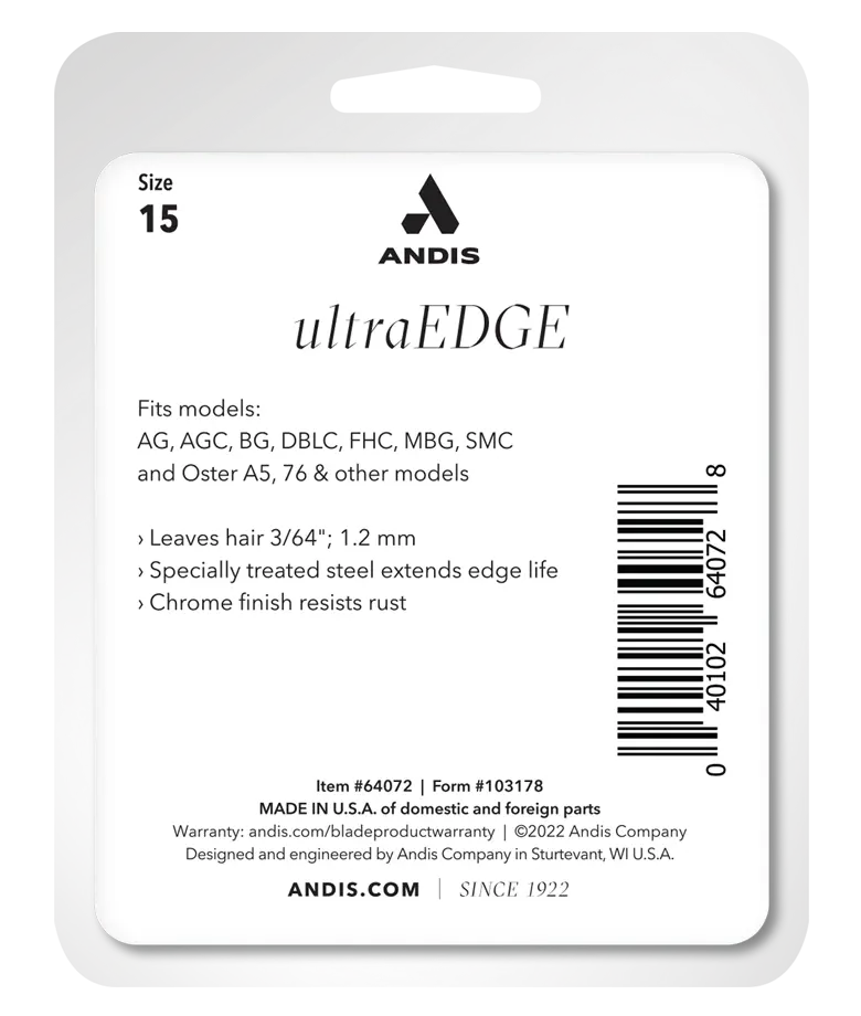 Andis UltraEdge® Detachable Blade, Size 15 (1.2mm)