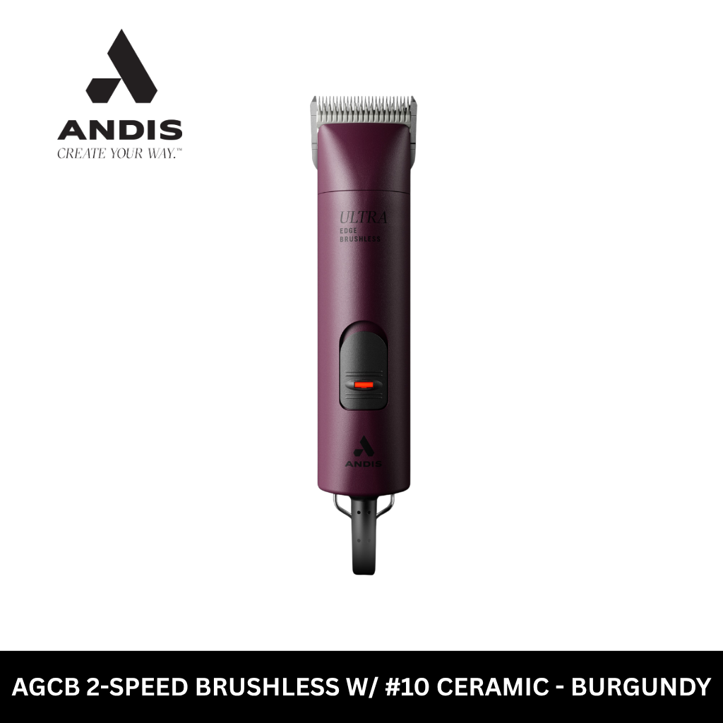 Andis AGCB Super 2-Speed Brushless Detachable Blade Clipper w/#10 Ceramic - Burgundy