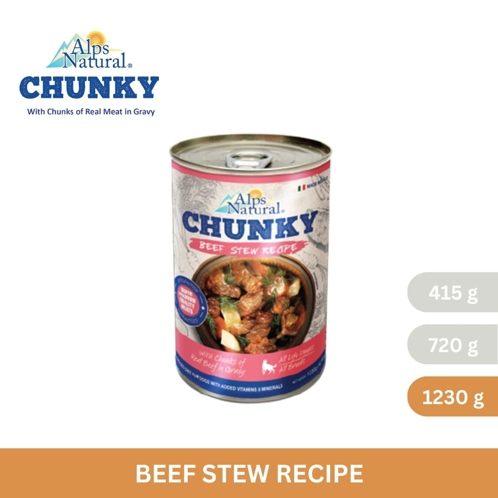 Alps Natural Chunky Dog Wet Food Beef Stew Recipe 415g/720g/1230g