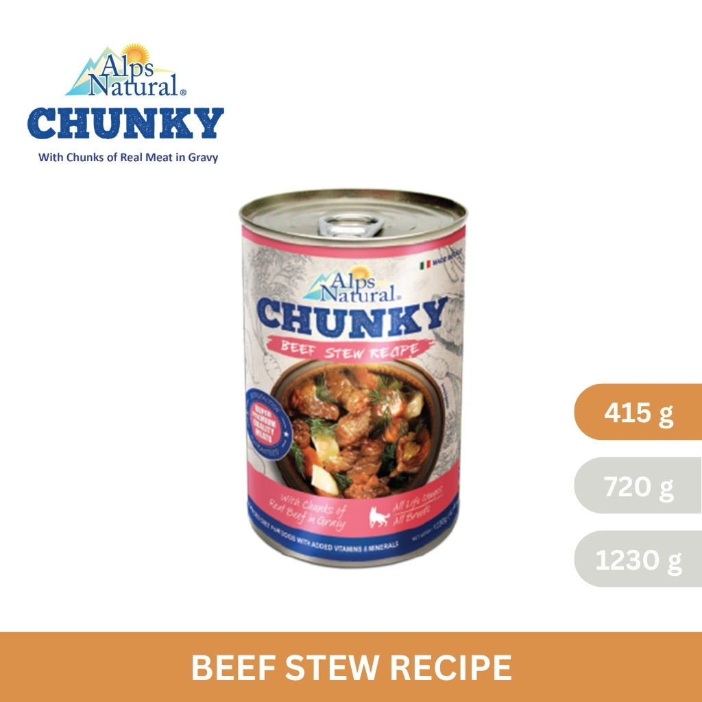 Alps Natural Chunky Dog Wet Food Beef Stew Recipe 415g/720g/1230g