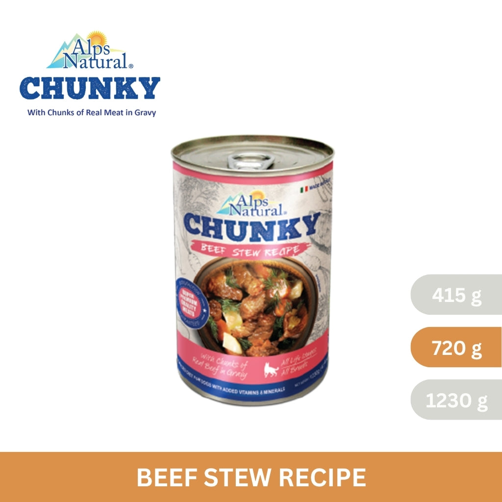 Alps Natural Chunky Dog Wet Food Beef Stew Recipe 415g/720g/1230g