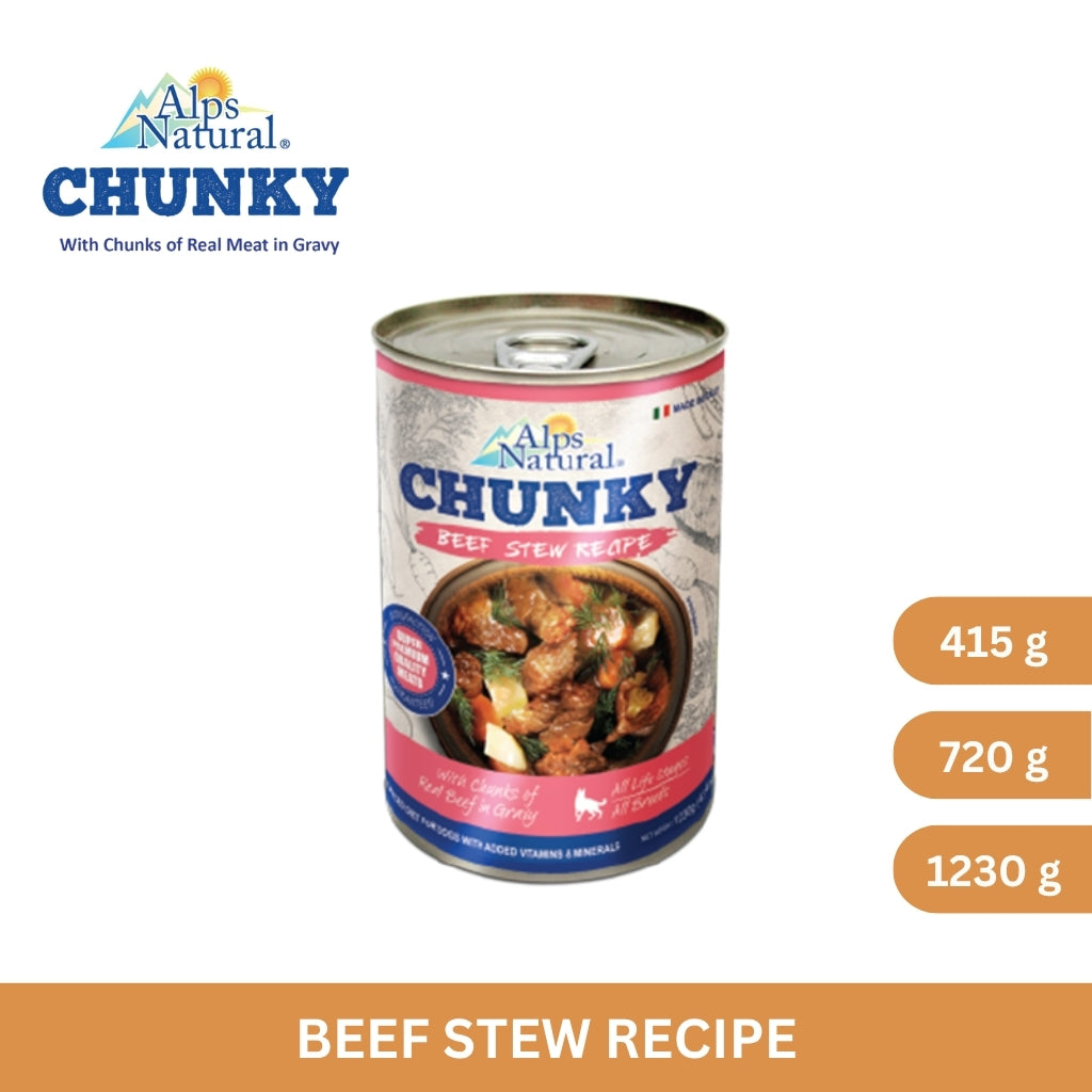 Alps Natural Chunky Dog Wet Food Beef Stew Recipe 415g/720g/1230g