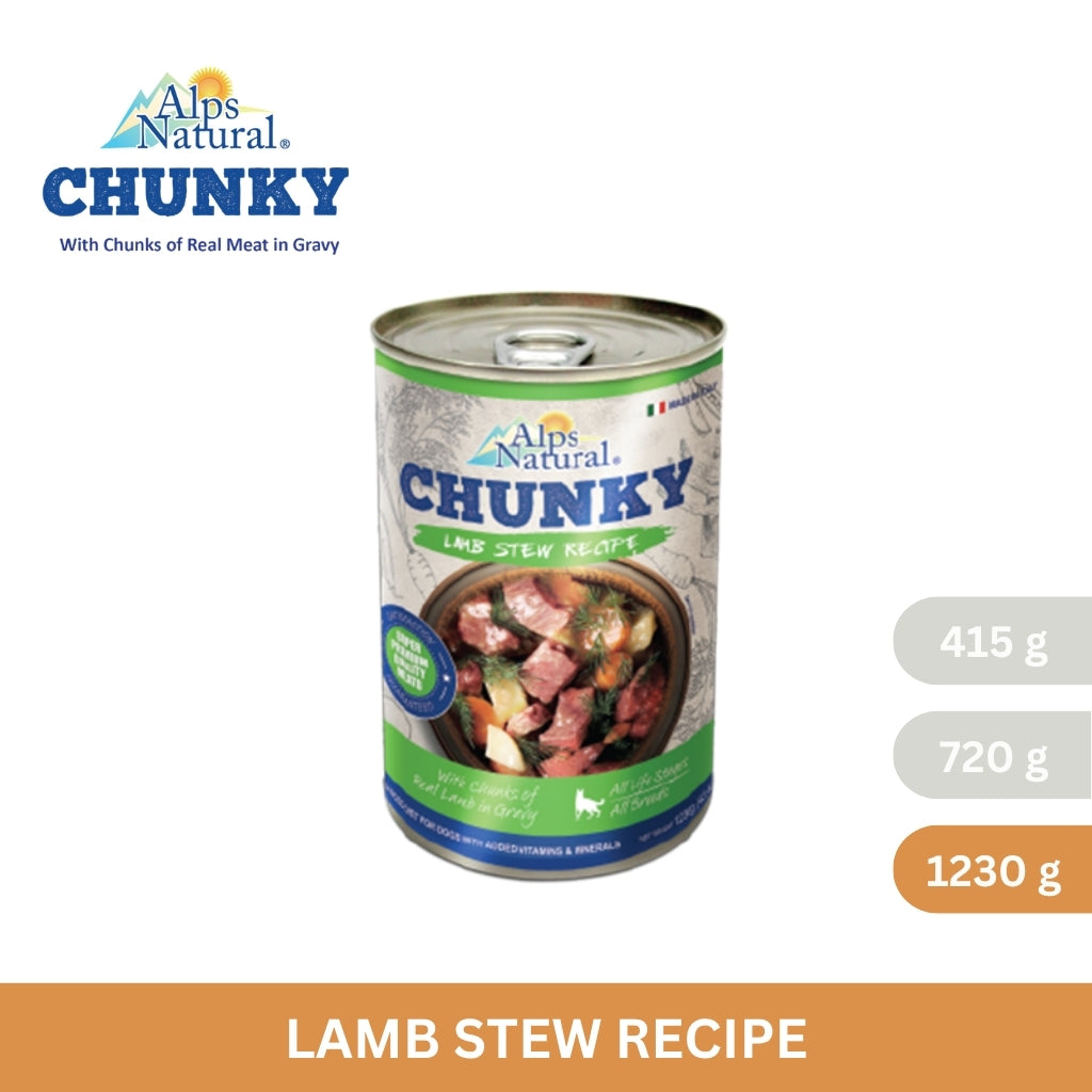 Alps Natural Chunky Dog Wet Food Lamb Stew Recipe 415g/720g/1230g