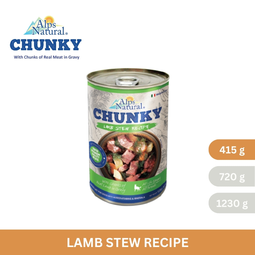 Alps Natural Chunky Dog Wet Food Lamb Stew Recipe 415g/720g/1230g