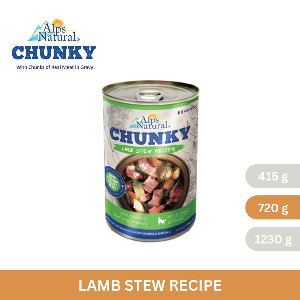 Alps Natural Chunky Dog Wet Food Lamb Stew Recipe 415g/720g/1230g