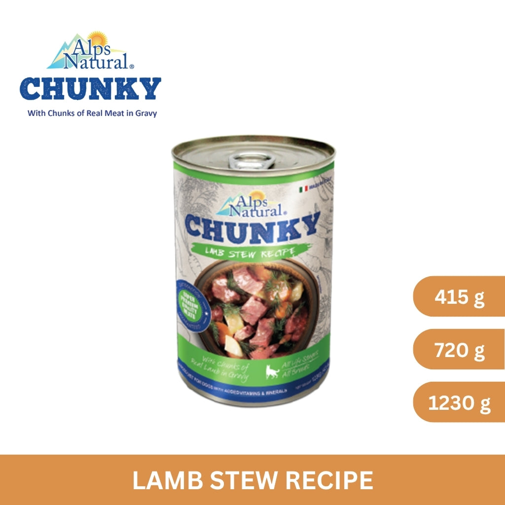 Alps Natural Chunky Dog Wet Food Lamb Stew Recipe 415g/720g/1230g
