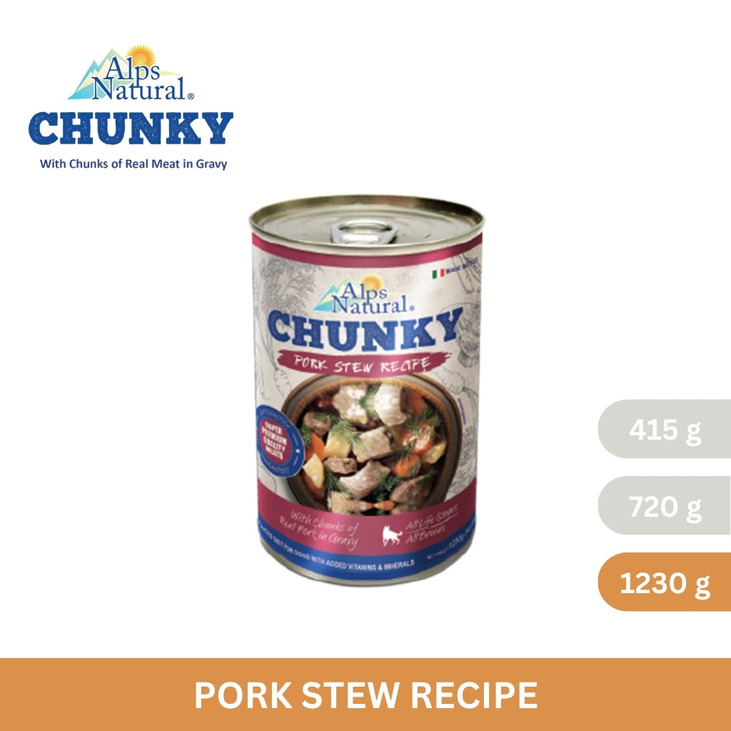 Alps Natural Chunky Dog Wet Food Pork Stew Recipe 415g/720g/1230g