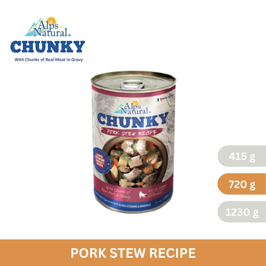 Alps Natural Chunky Dog Wet Food Pork Stew Recipe 415g/720g/1230g