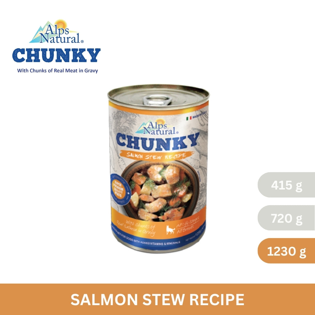 Alps Natural Chunky Dog Wet Food Salmon Stew Recipe 415g/720g/1230g