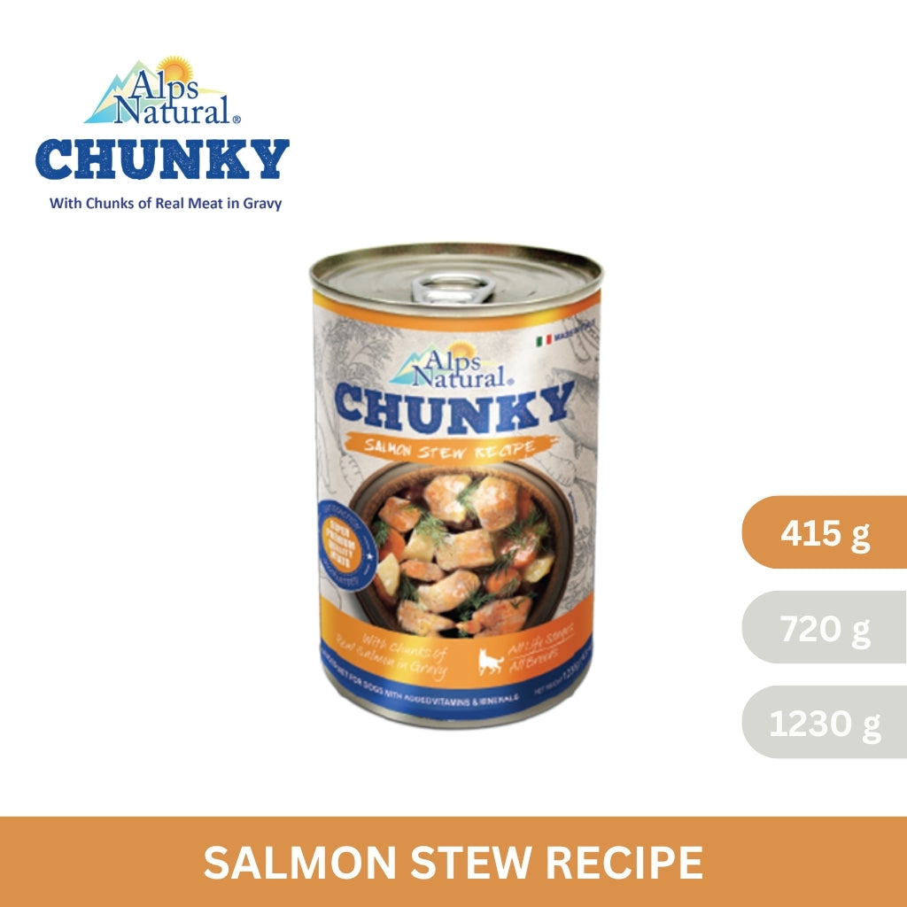 Alps Natural Chunky Dog Wet Food Salmon Stew Recipe 415g/720g/1230g