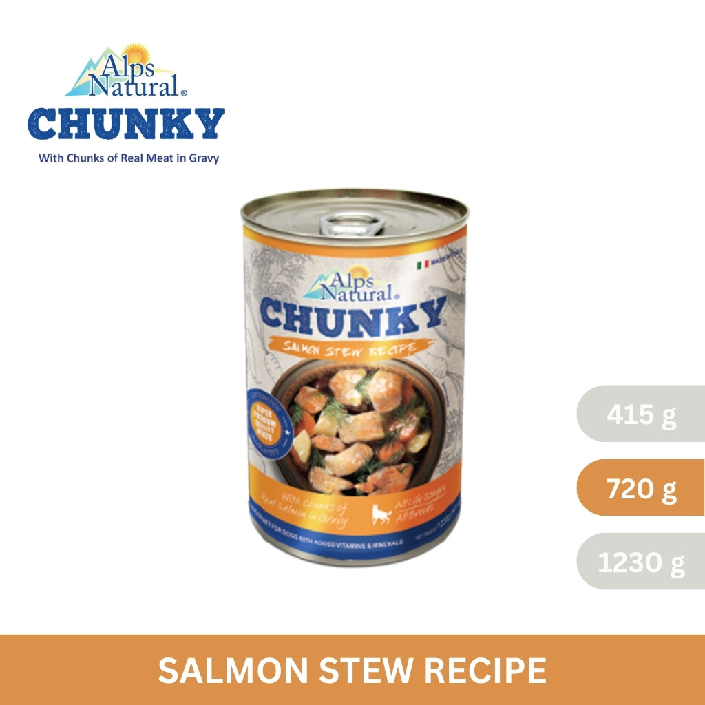 Alps Natural Chunky Dog Wet Food Salmon Stew Recipe 415g/720g/1230g