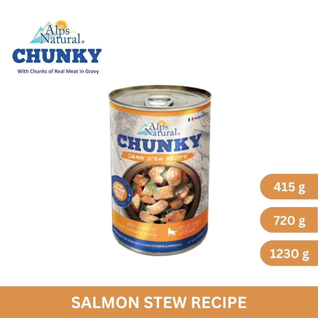 Alps Natural Chunky Dog Wet Food Salmon Stew Recipe 415g/720g/1230g