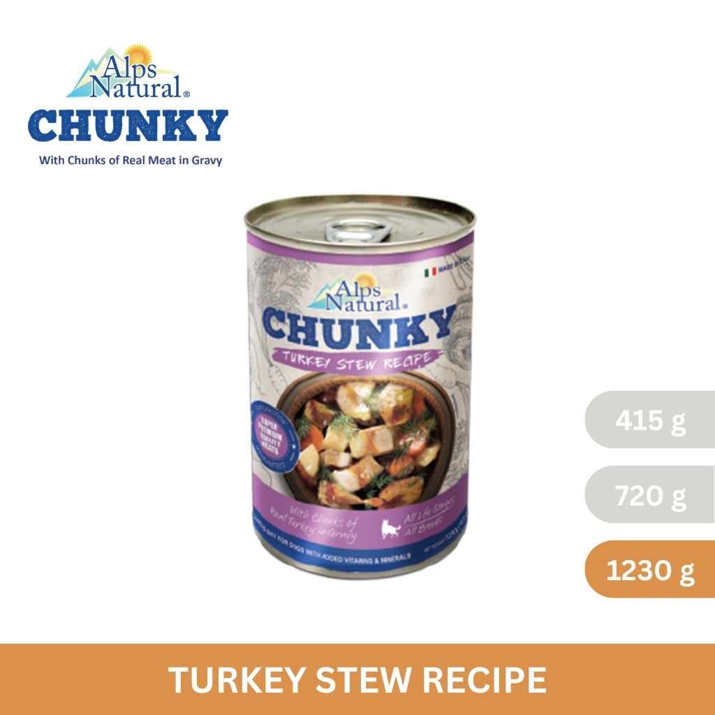 Alps Natural Chunky Dog Wet Food Turkey Stew Recipe 415g/720g/1230g