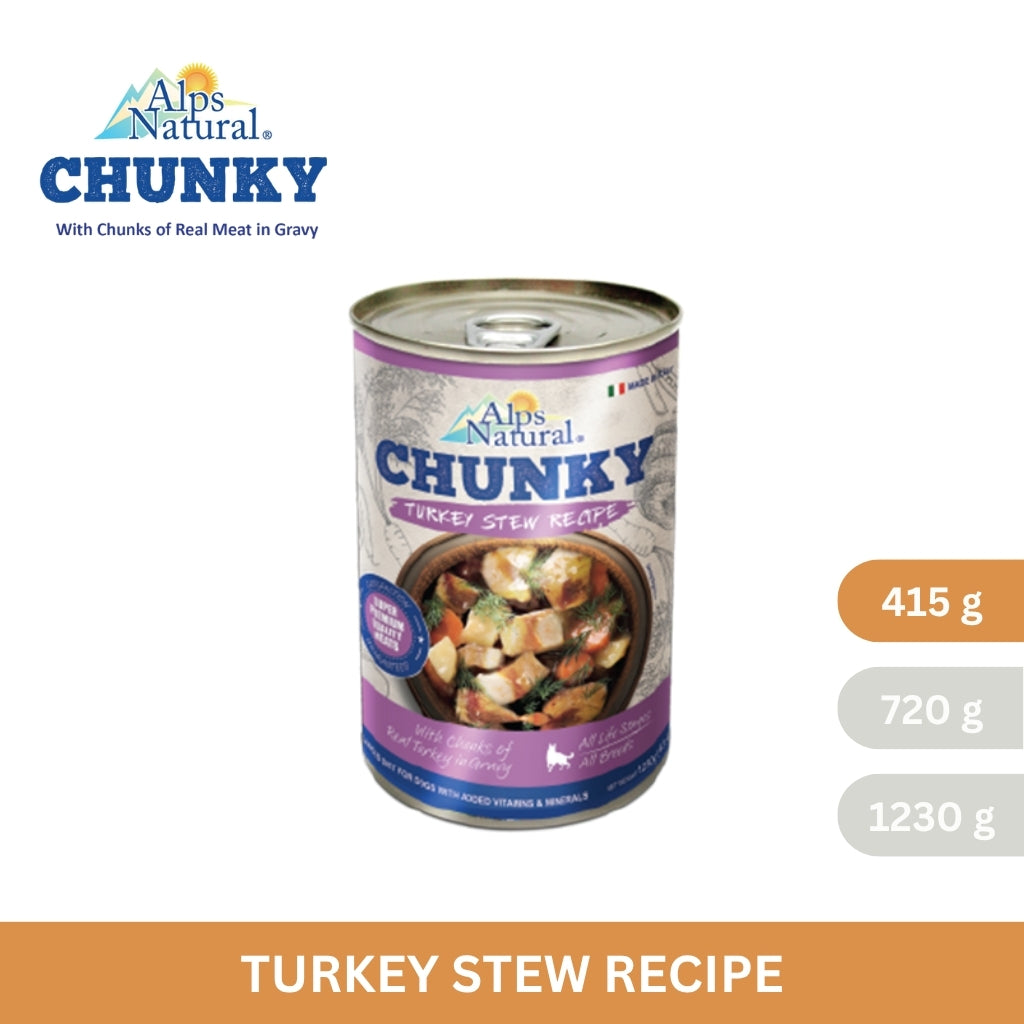 Alps Natural Chunky Dog Wet Food Turkey Stew Recipe 415g/720g/1230g