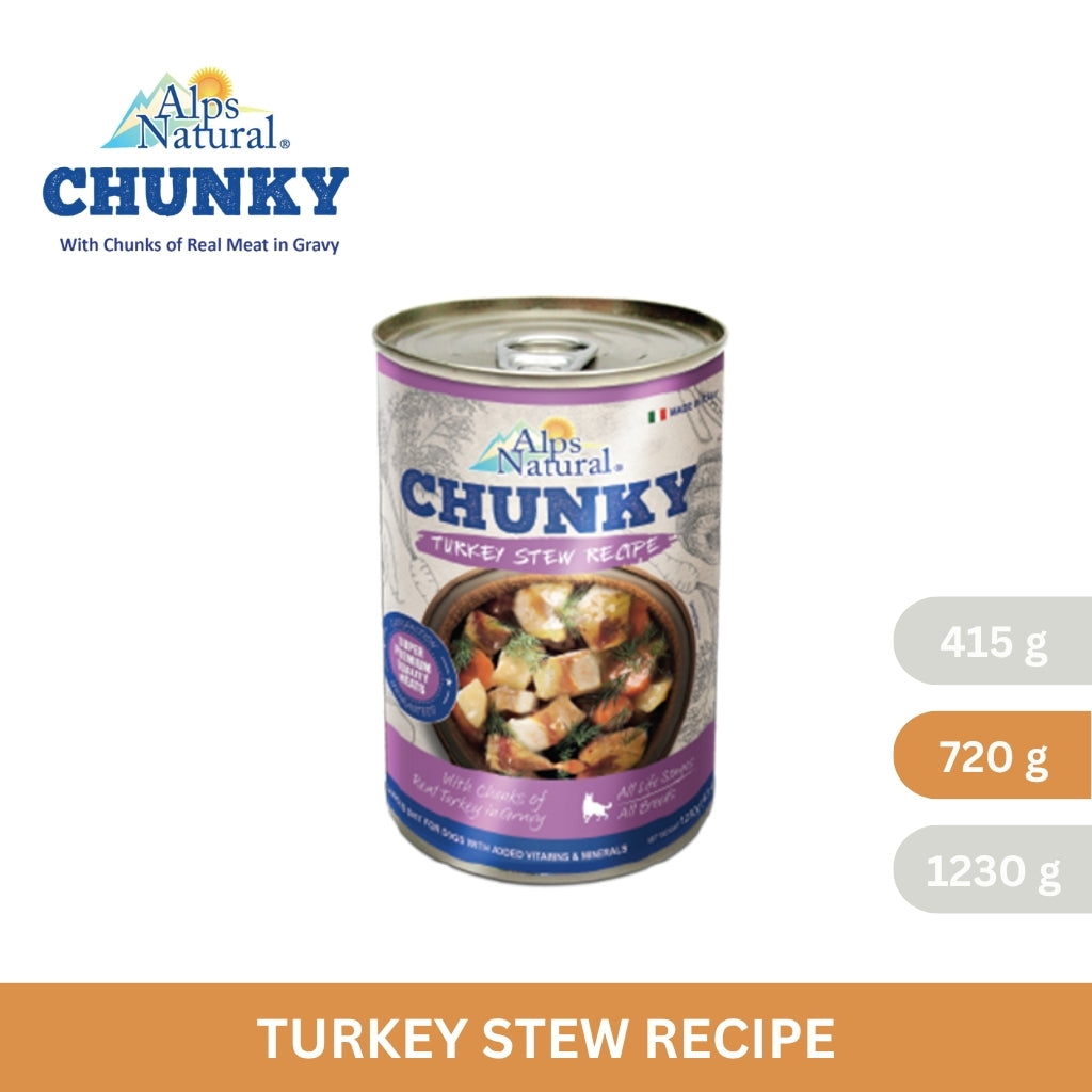Alps Natural Chunky Dog Wet Food Turkey Stew Recipe 415g/720g/1230g