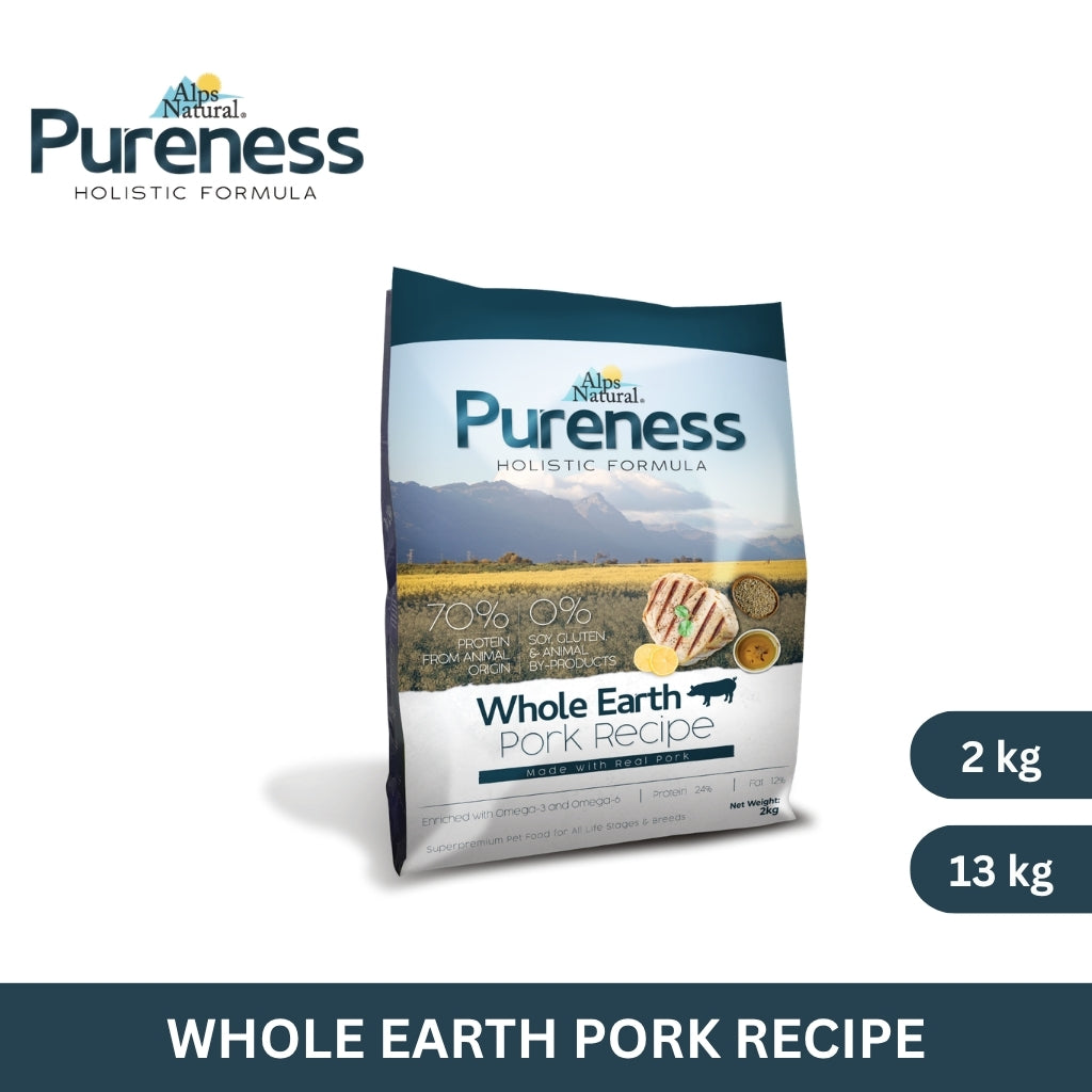 Alps Natural Pureness Holistic Dry Dog Food Whole Earth Pork Recipe 2kg/13kg