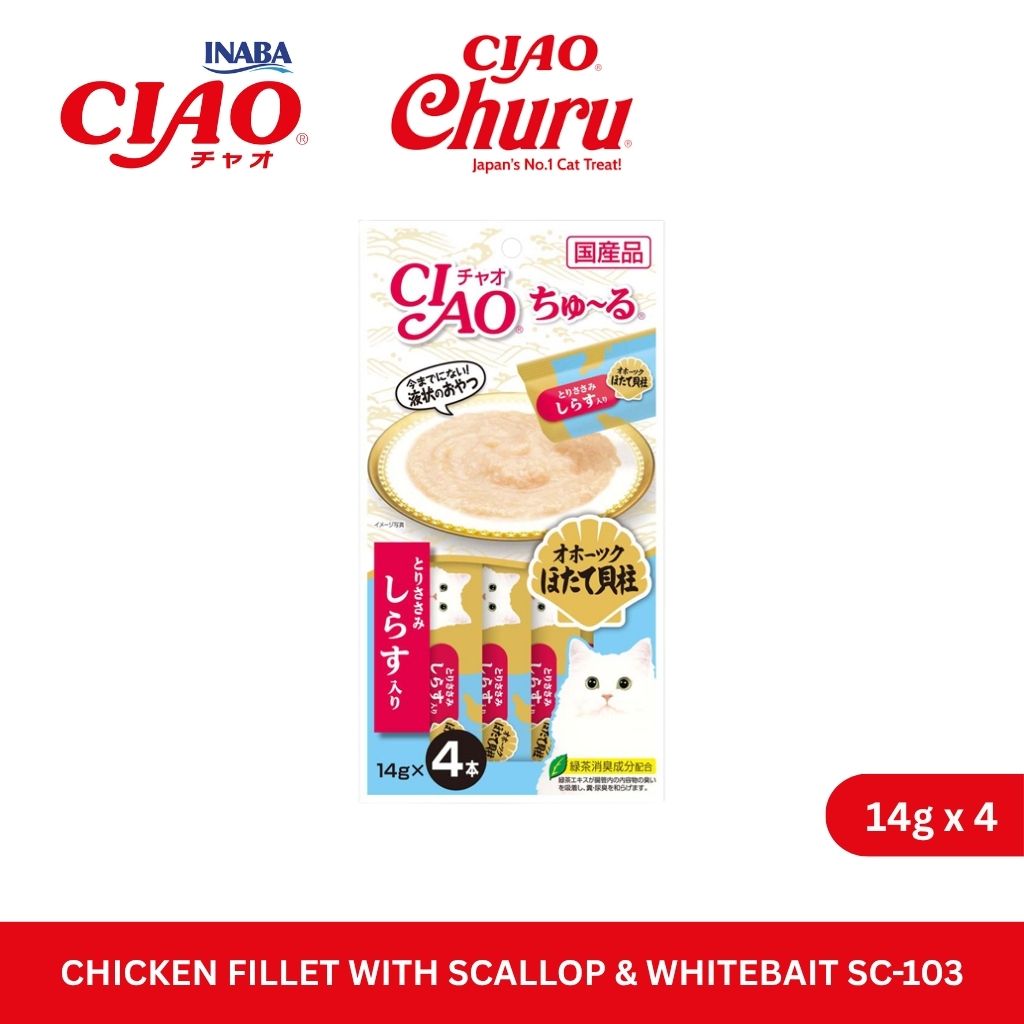 CIAO Churu Chicken Fillet With Scallop & Whitebait 14gm x 4