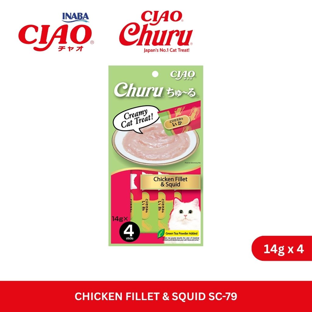 CIAO Churu Chicken Fillet & Squid 14gm x 4