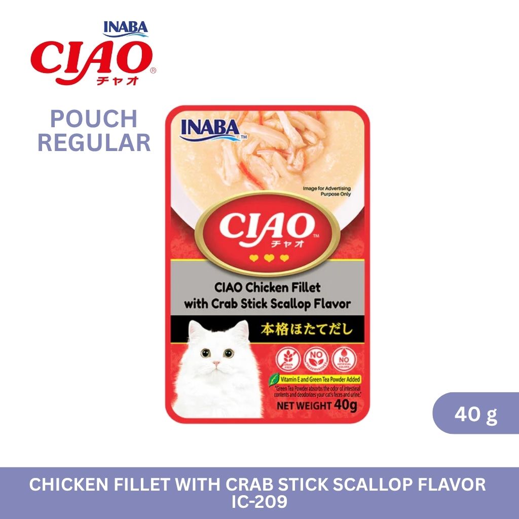 CIAO Pouch Regular Chicken Fillet with Crab Stick Scallop Flavor 40gm