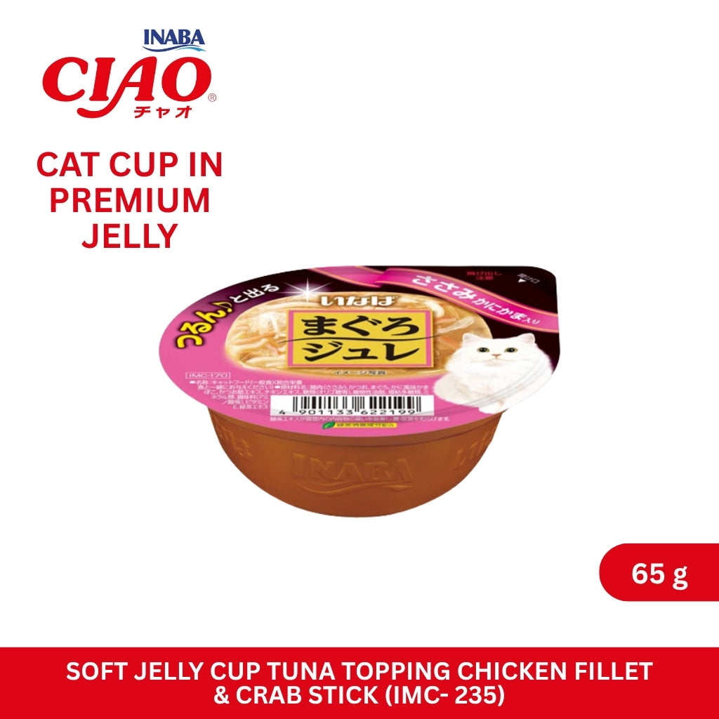 CIAO Cat Cup Soft Jelly Cup Tuna Topping Chicken Fillet & Crab Stick 65gm