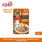 CIAO Grilled Pouch Grilled Tuna Flake Topping Scallop Japanese Broth Flavor in Jelly 50gm (Copy) (Copy)