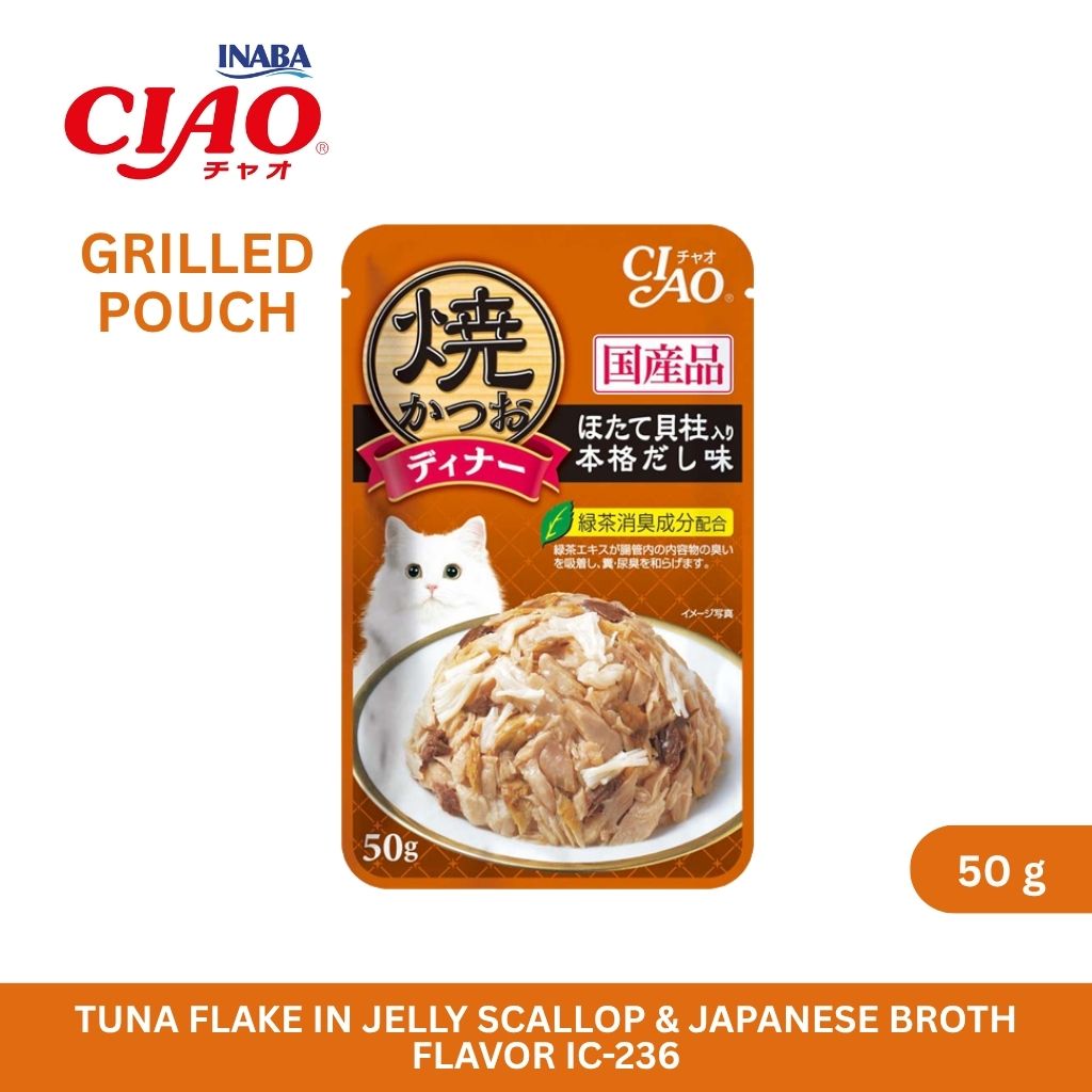 CIAO Grilled Pouch Grilled Tuna Flake Topping Scallop Japanese Broth Flavor in Jelly 50gm (Copy) (Copy)