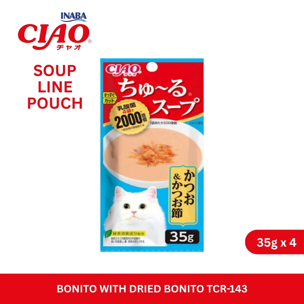 CIAO Churu Soup Line Pouch Bonito with Dried Bonito 35gm x 4