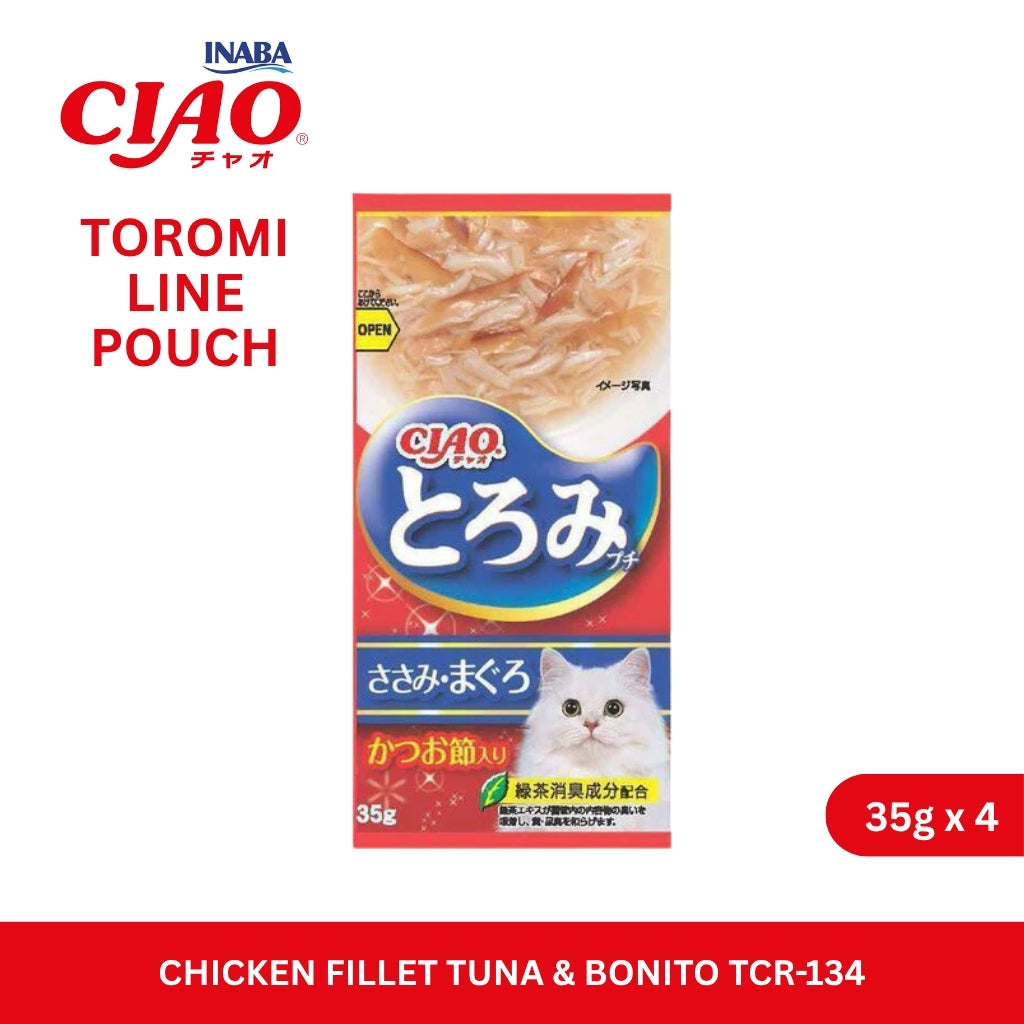 CIAO Toromi Line Pouch Chicken Fillet Tuna & Bonito Flavor 35gm x 4
