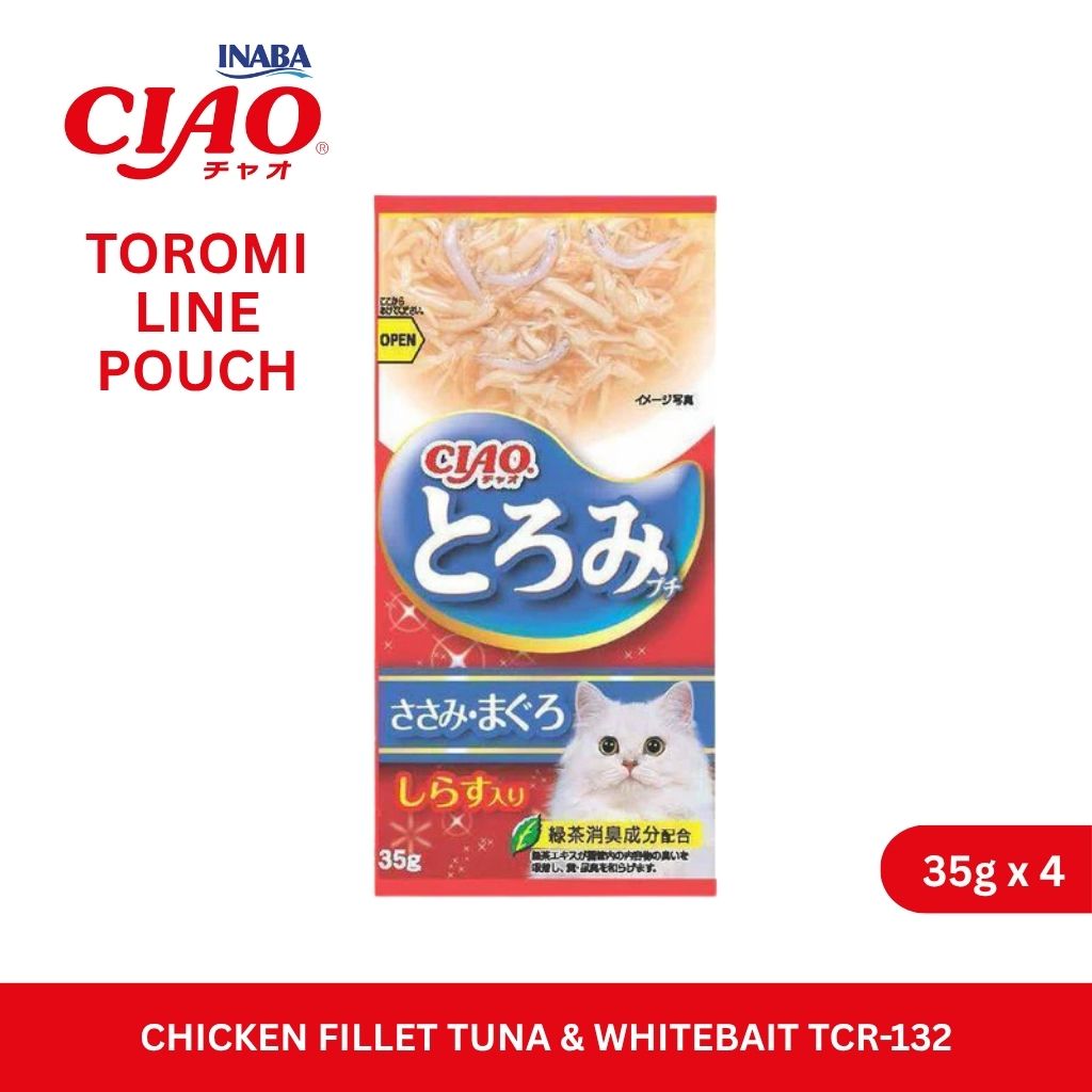 CIAO Toromi Line Pouch Chicken Fillet Tuna & Whitebait Flavor 35gm x 4