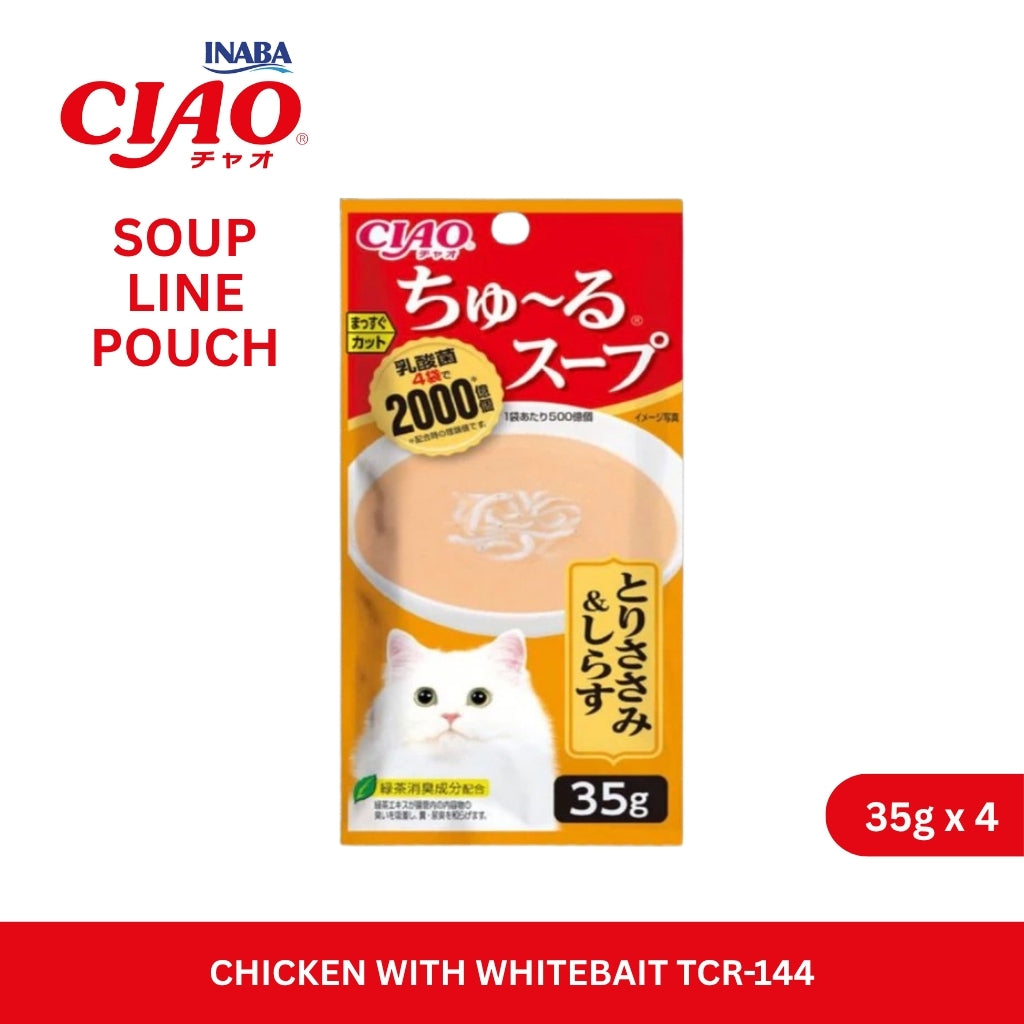 CIAO Churu Soup Line Pouch Chicken with Whitebait 35gm x 4
