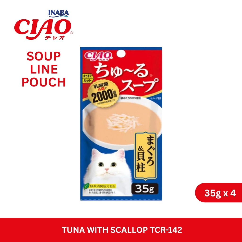 CIAO Churu Soup Line Pouch Tuna with Scallop 35gm x 4