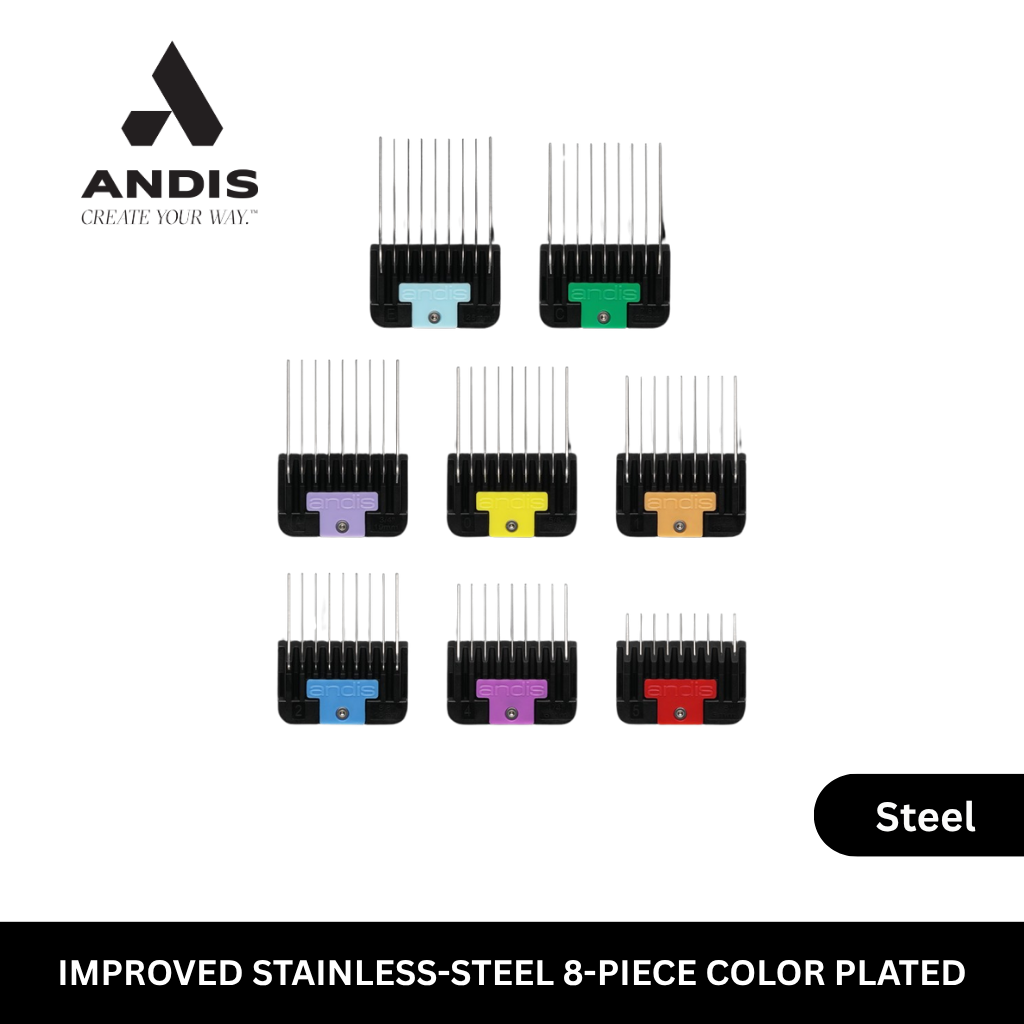 Andis Universal Stainless Steel Combs 8-Piece Set (Steel)