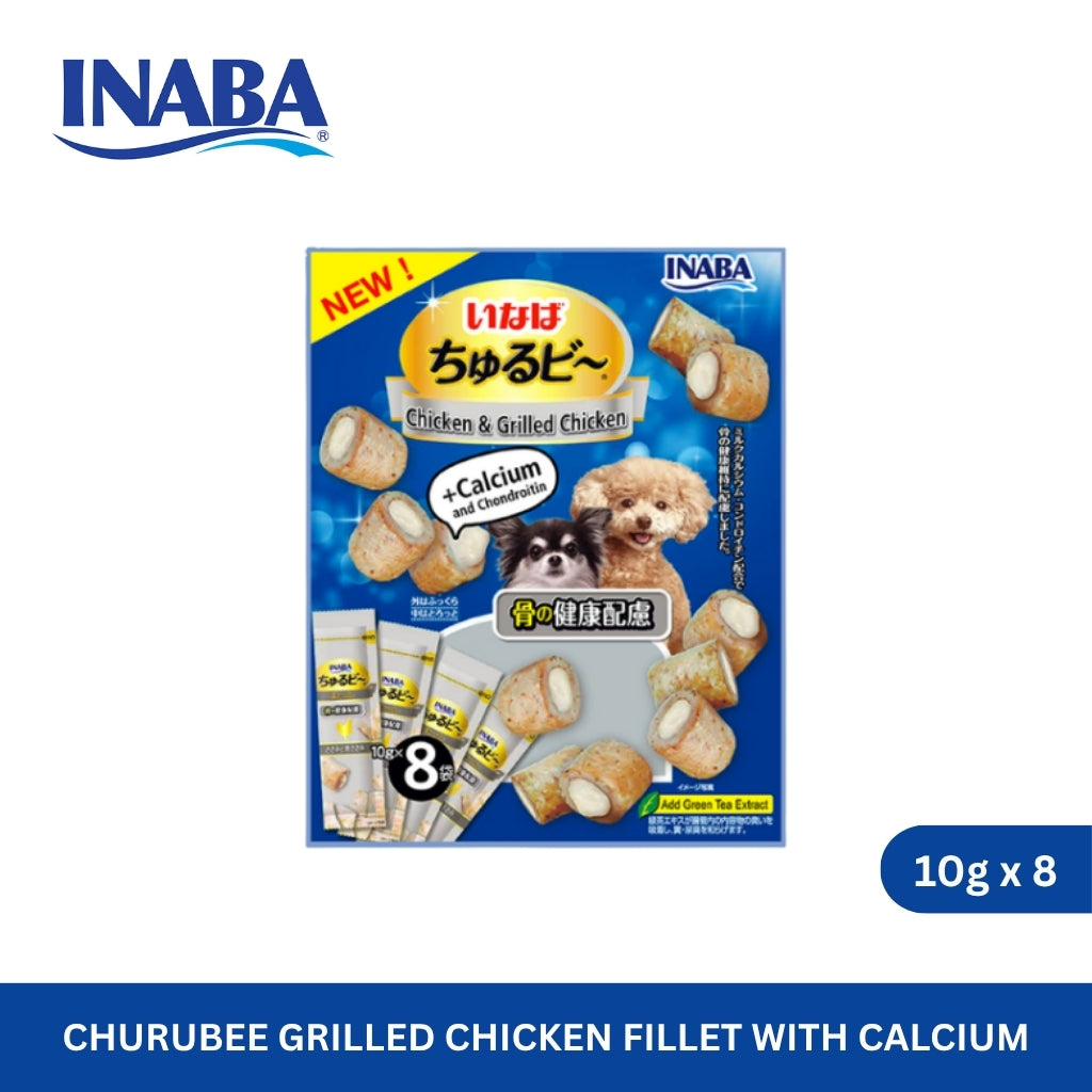 Inaba Churu Bee for Dog Grilled Chicken Fillet with Calcium 10g x 8