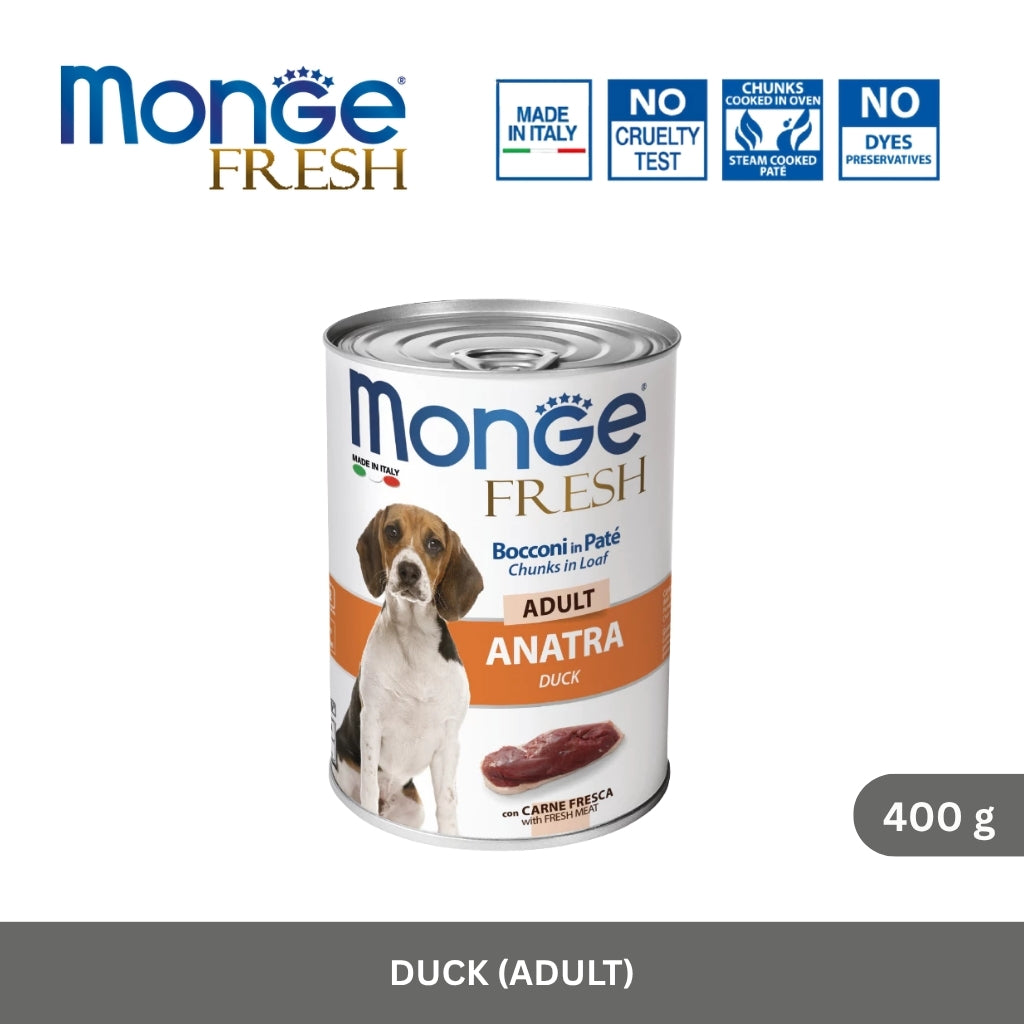 Monge Fresh Adult Dog Chunks in Loaf with Duck 400 g