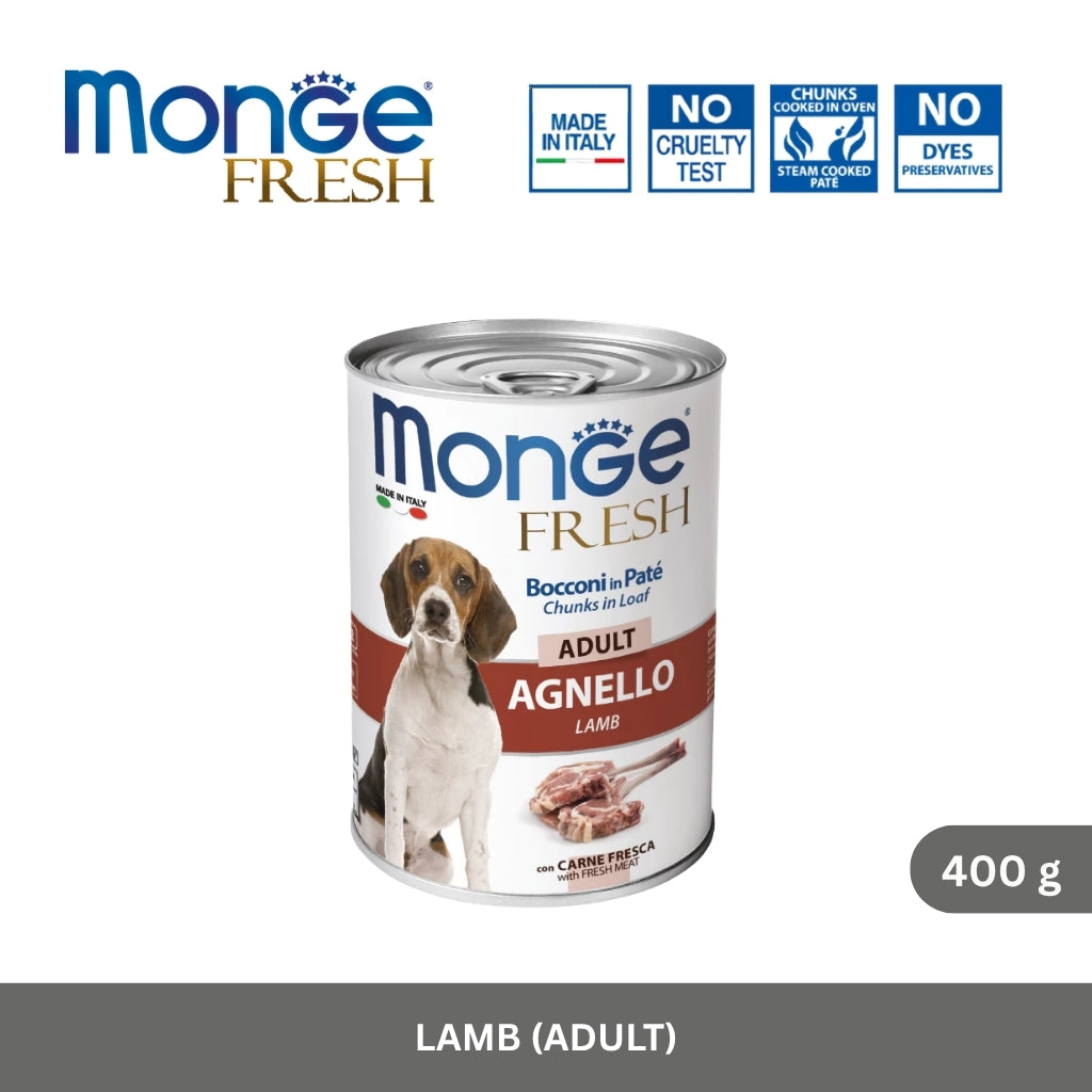 Monge Fresh Adult Dog Chunks in Loaf with Lamb 400 g