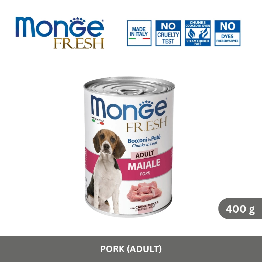 Monge Fresh Adult Dog Chunks in Loaf with Pork 400 g