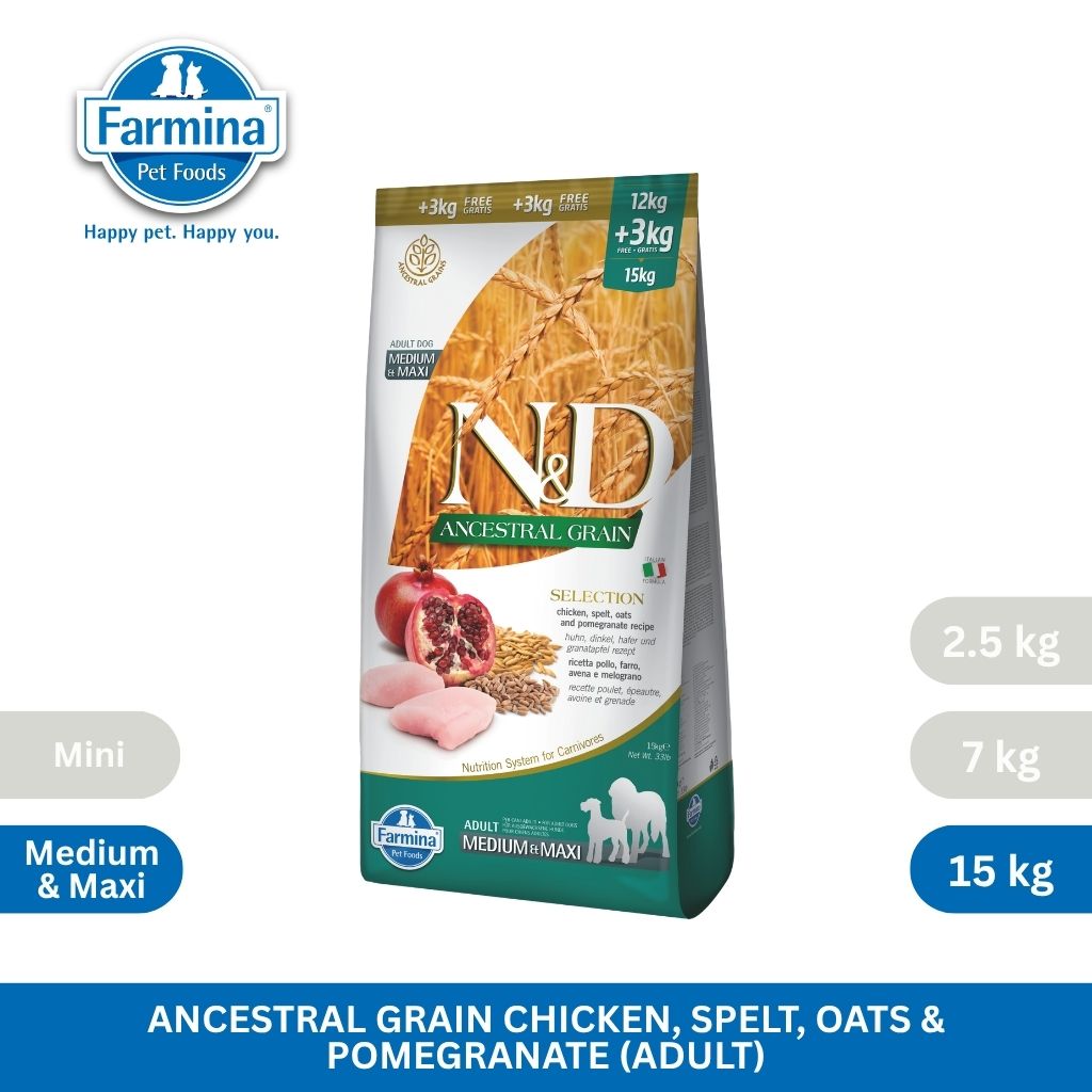 N&D Ancestral Grain Chicken & Pomegranate Adult Med/Maxi Dog 15kg