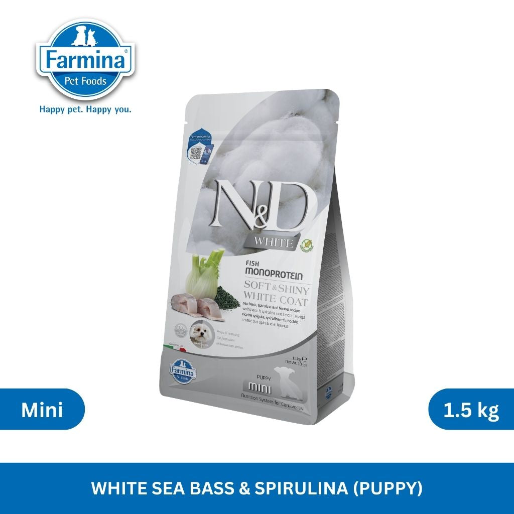 N&D White Seabass, Spirulina Puppy Mini 1.5kg