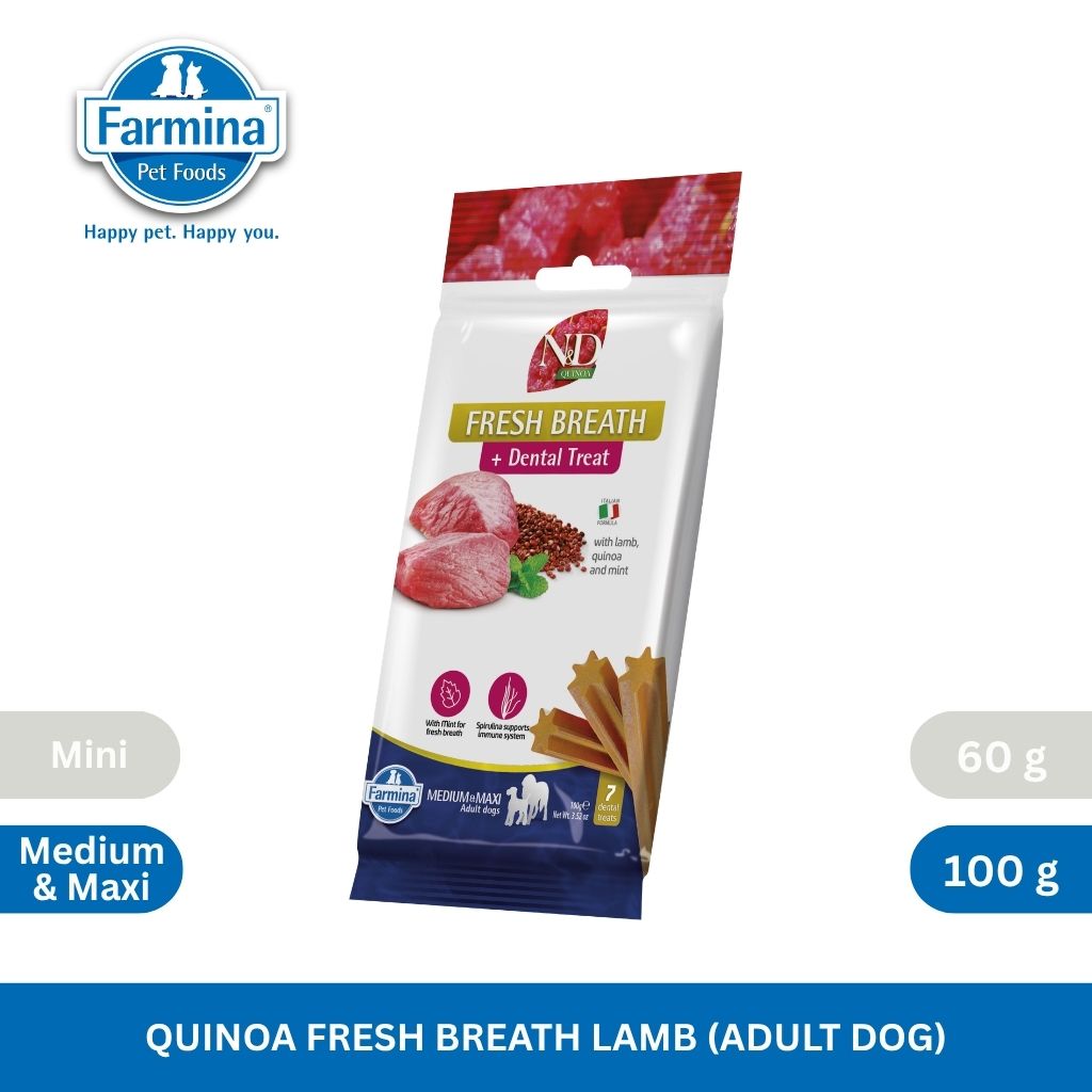 N&D Quinoa Dental Care Functional Treats Grain-Free Fresh Breath Lamb & Mint Adult Medium & Maxi 100gm