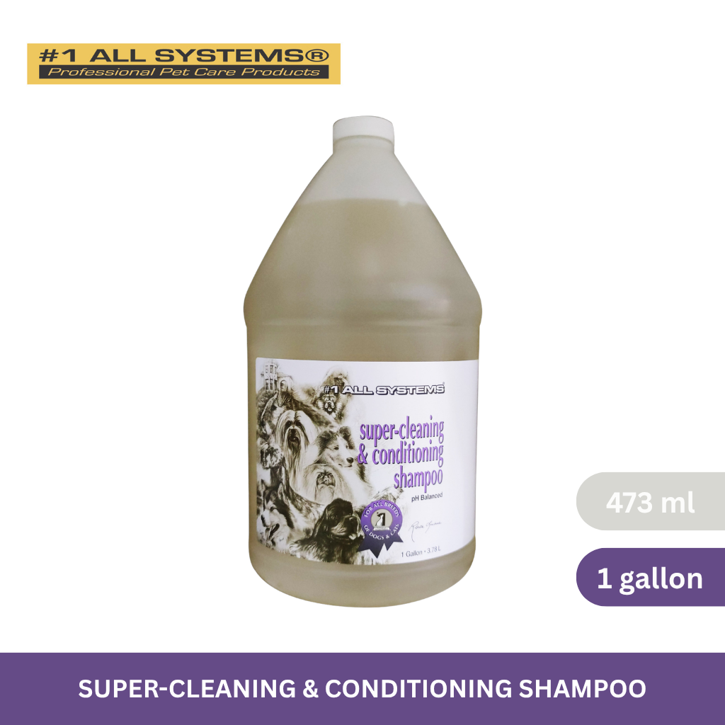 #1 All Systems Super Cleaning & Conditioning Shampoo for Dogs & Cats 3.78L (Gallon)