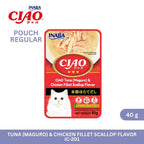 CIAO Pouch Regular Tuna (Maguro) & Chicken Fillet Scallop Flavor 40gm