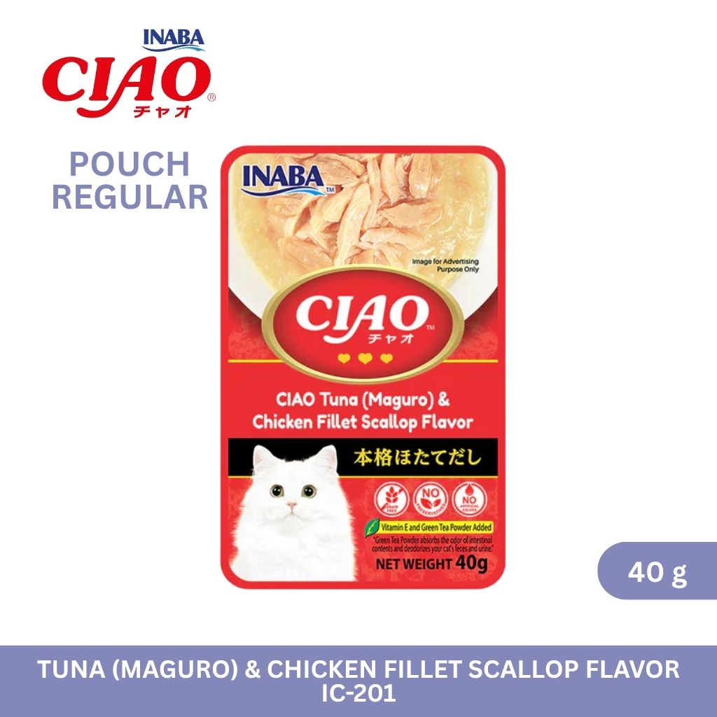 CIAO Pouch Regular Tuna (Maguro) & Chicken Fillet Scallop Flavor 40gm